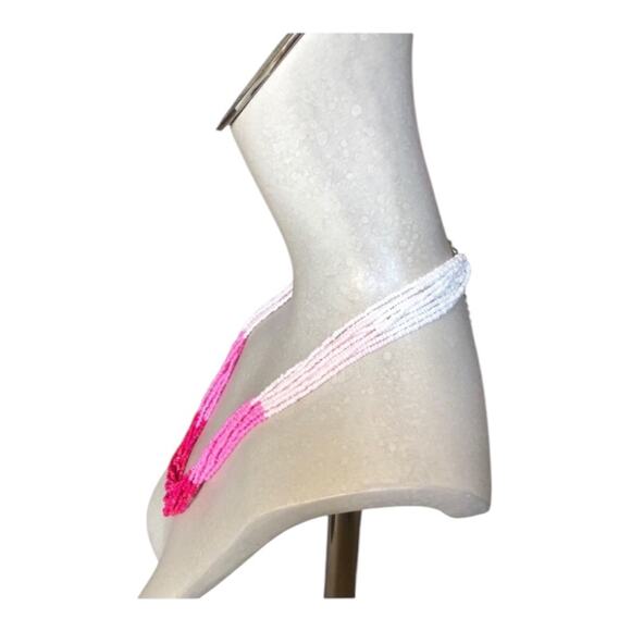 Retro Multi Pink Shades Strands Mini Beads Tribal Inspired Boho Chic Necklace - Picture 9 of 11